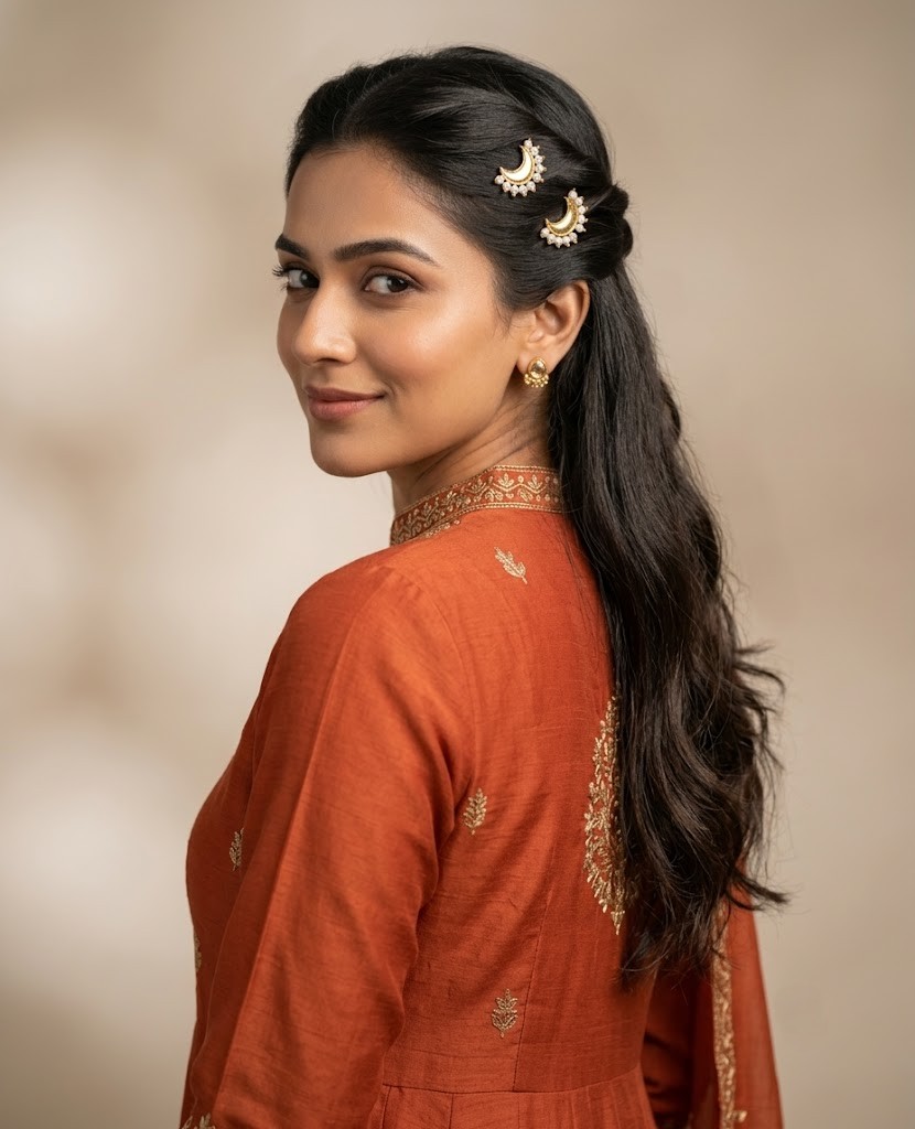 Pearl Bloom Crescent Hairpin Set - Image 2