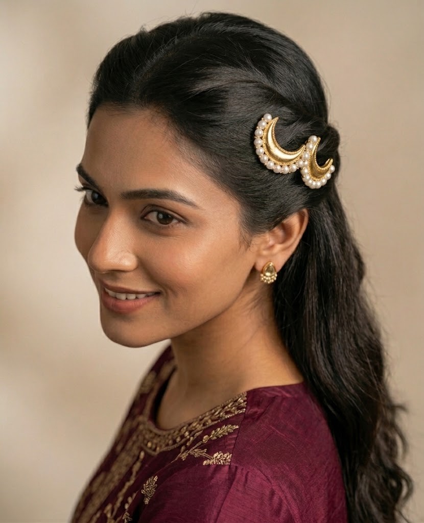 Pearl Bloom Crescent Hairpin Set - Image 4