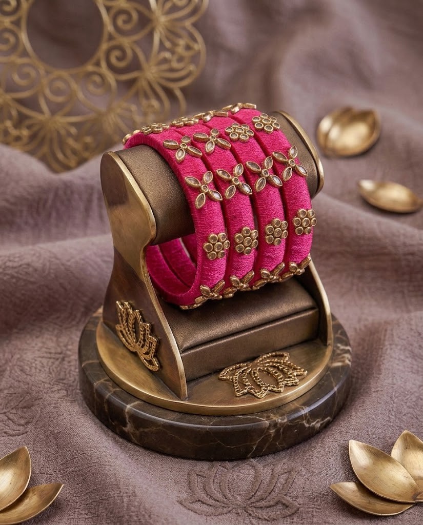 Pink silk thread bangles - Image 2