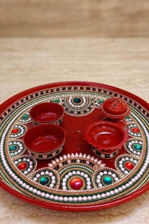 Pooja thali set 3katori 1diya without Kalash
