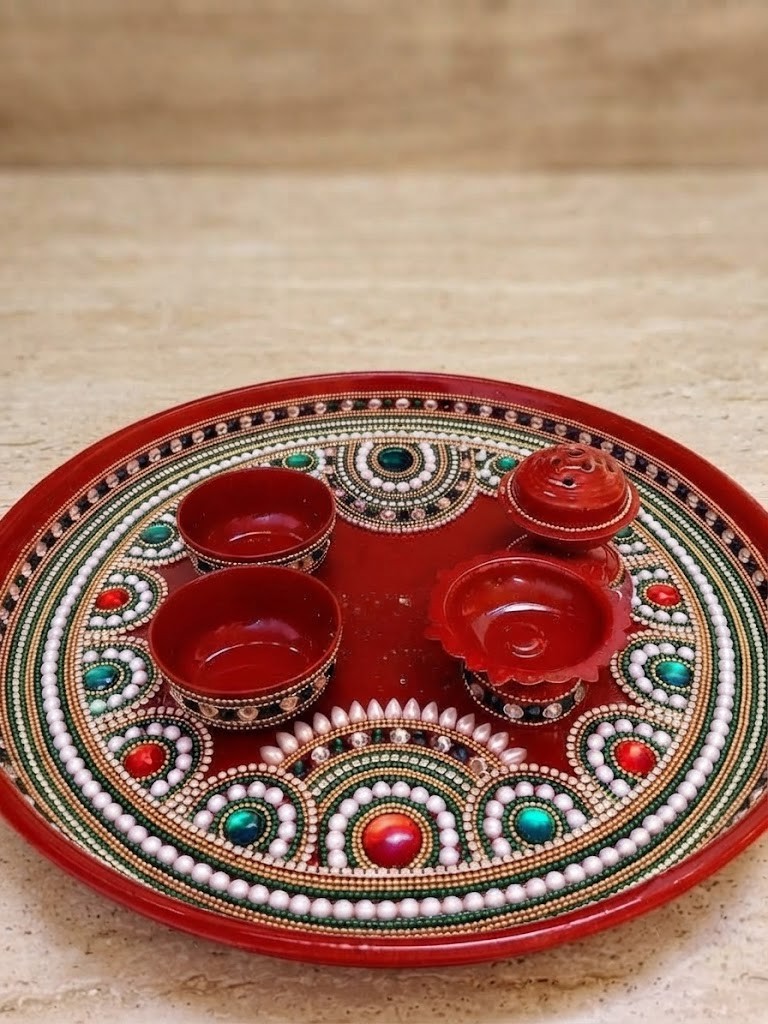Pooja thali set 3katori 1diya without Kalash