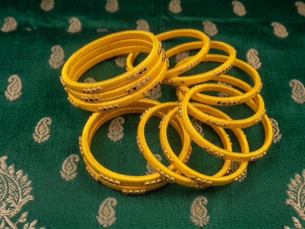 Yellow silk thread bangles - Image 3