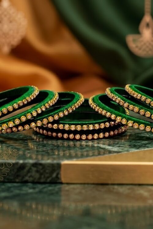 Green silk thread bangles