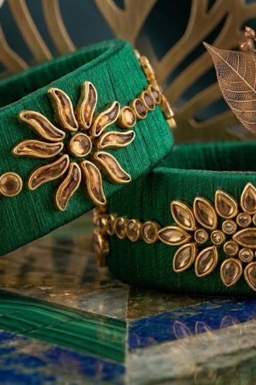 Green silk thread kade