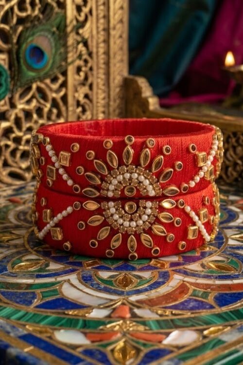 Red silk thread kade
