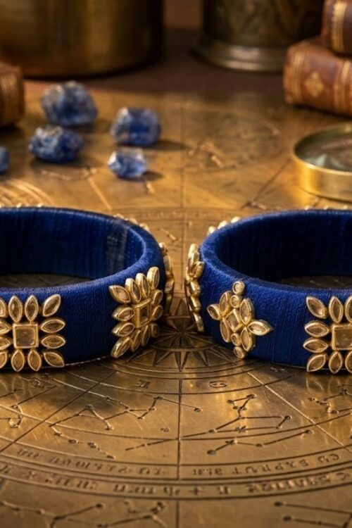 Dark blue silk thread kade