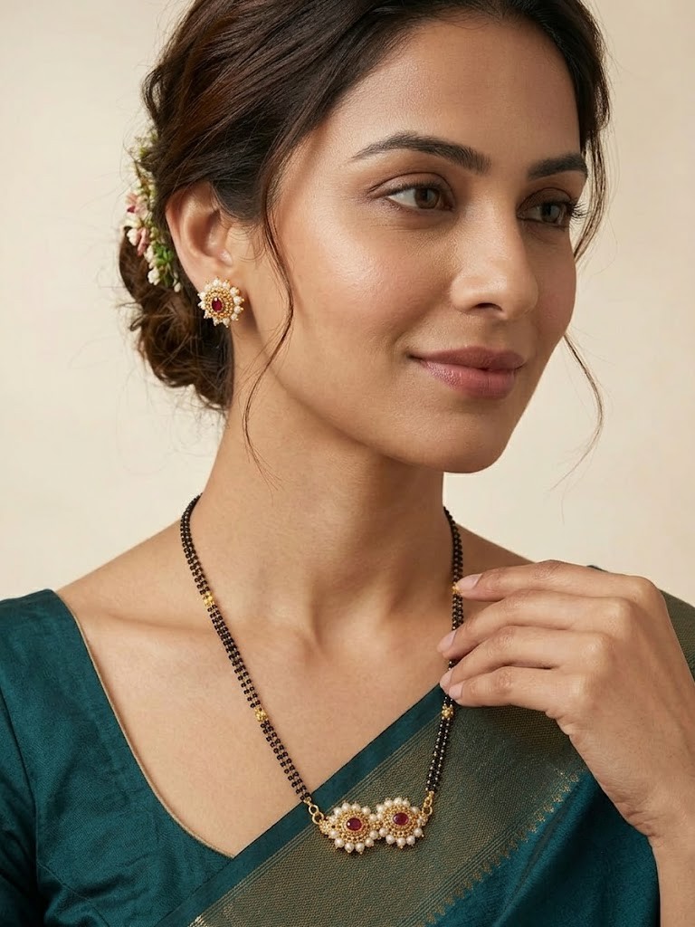 Ruby Pearl Mangalsutra Set - Image 3
