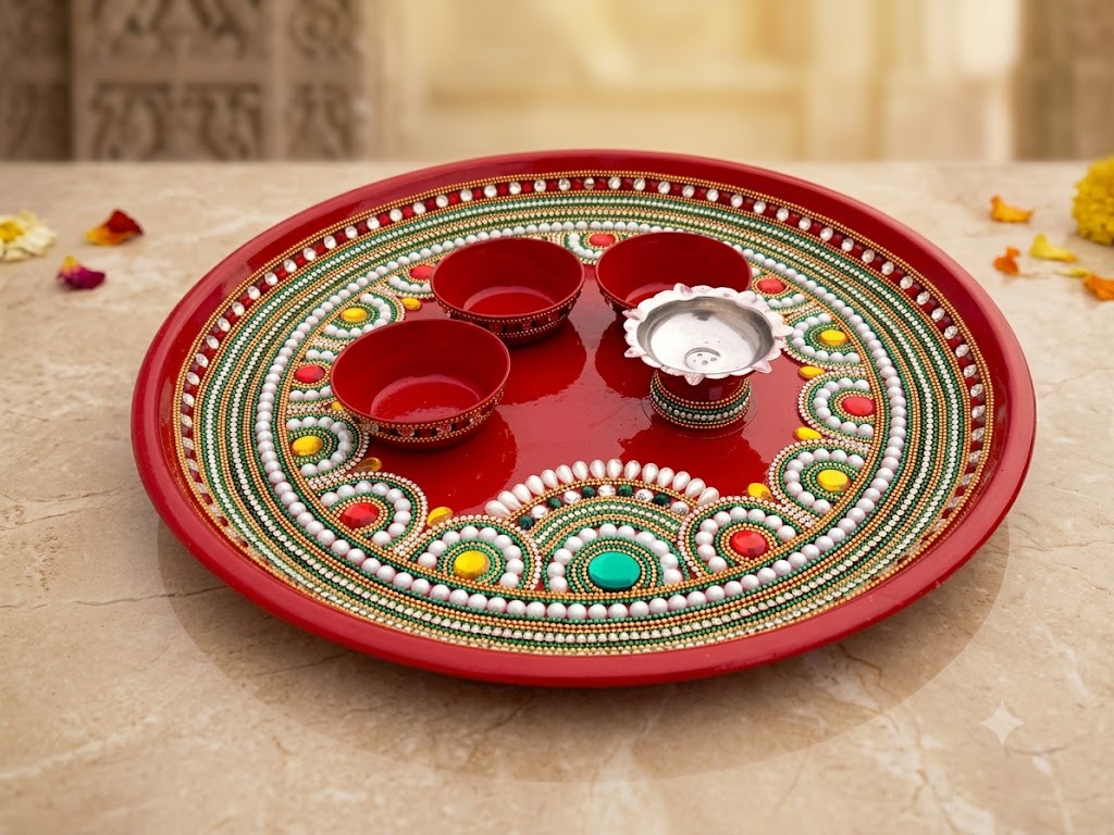 Pooja thali set 3katori 1diya