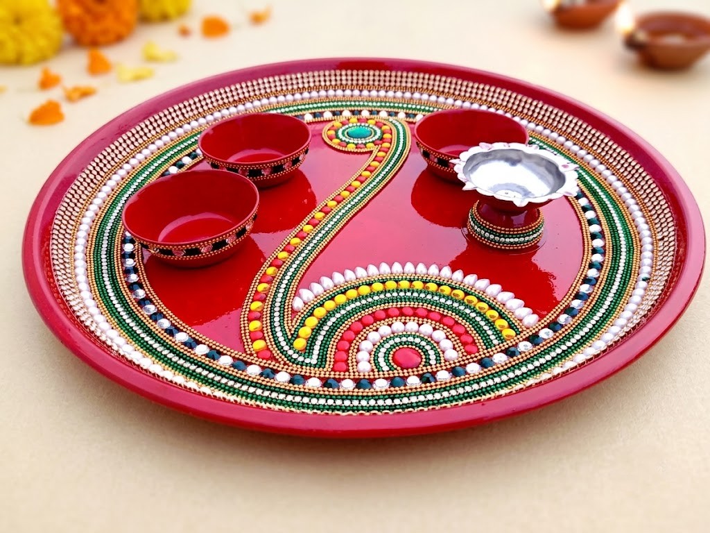 Pooja thali set 3katori 1diya