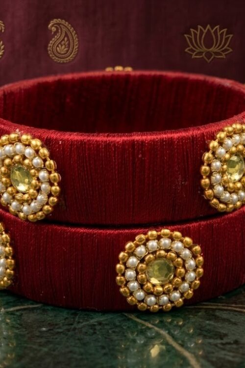 Maroon silk thread kade