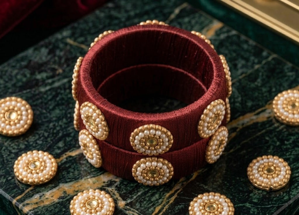 Maroon silk thread kade - Image 3