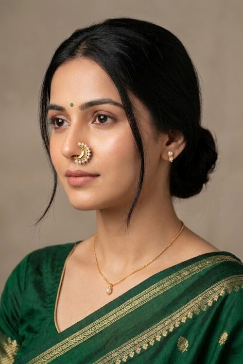 Crescent Pearl Nath Set