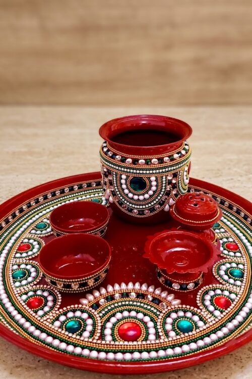 Pooja thali set 3katori 1diya and with 1 big kalash