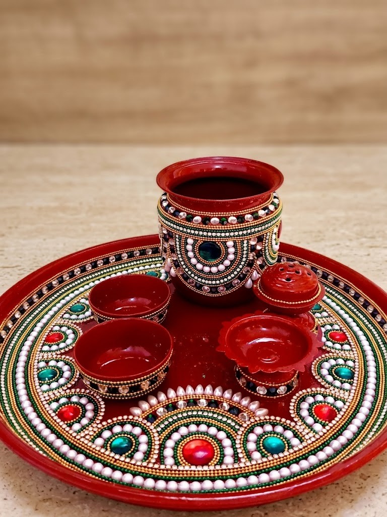 Pooja thali set 3katori 1diya and with 1 big kalash