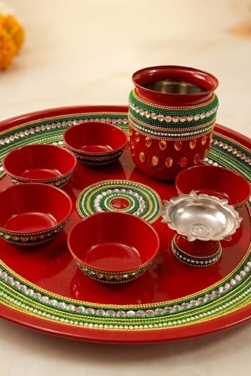 Pooja thali set 3katori 1diya with 1 big kalash