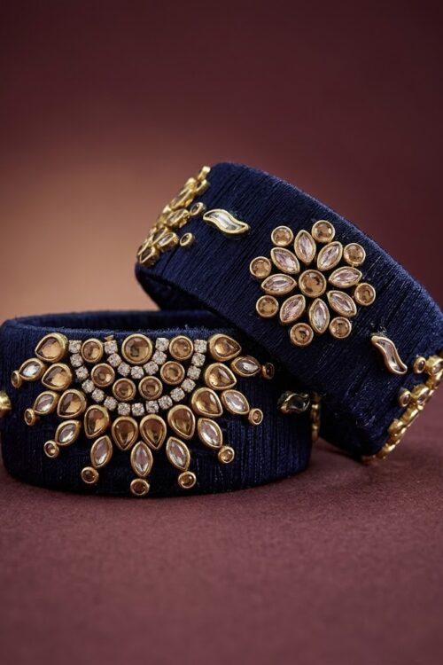 Blue silk thread kade