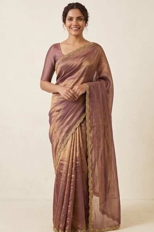 Mesmeric Brown Tissue Western Saree